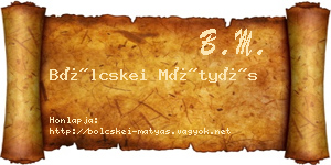 Bölcskei Mátyás névjegykártya